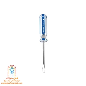 پیچ‌گوشتی نووا NTS-1122 دوسو سایز ۳۸×۶ میلی‌متر با طراحی مشتی و دسته شفاف ضدلغزش