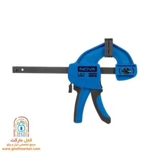 nova-metal-bar-clamp-15cm پیچ دستی فشاری نووا مدل NTC-4076 با طول 15 سانتیمتر، فک فولادی و بدنه مقاوم برای کارگاه