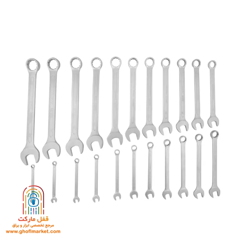 مجموعه ۲۲ عددی آچار رونیکس RH-2103 در کیف رولی باز با نمایش تمام سایزها