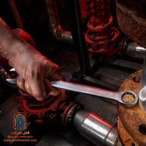 using-on-car-engine-2103 کاربر با آچار RH-2103 یک اتصال لوله را محکم میکند